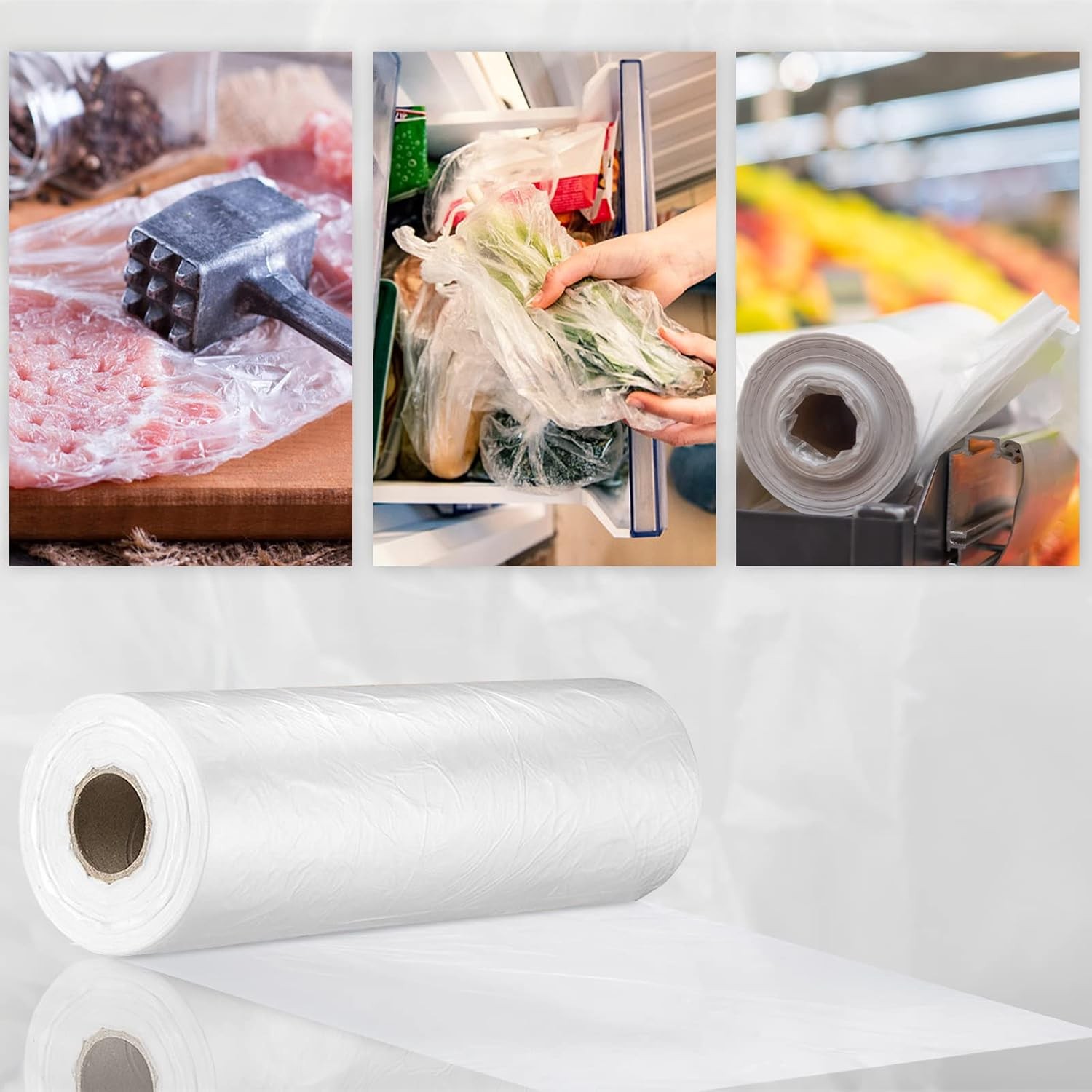12” x 20” Plastic Produce Bags, Food Storage Bags 350pcs on a Roll, Clear Prod