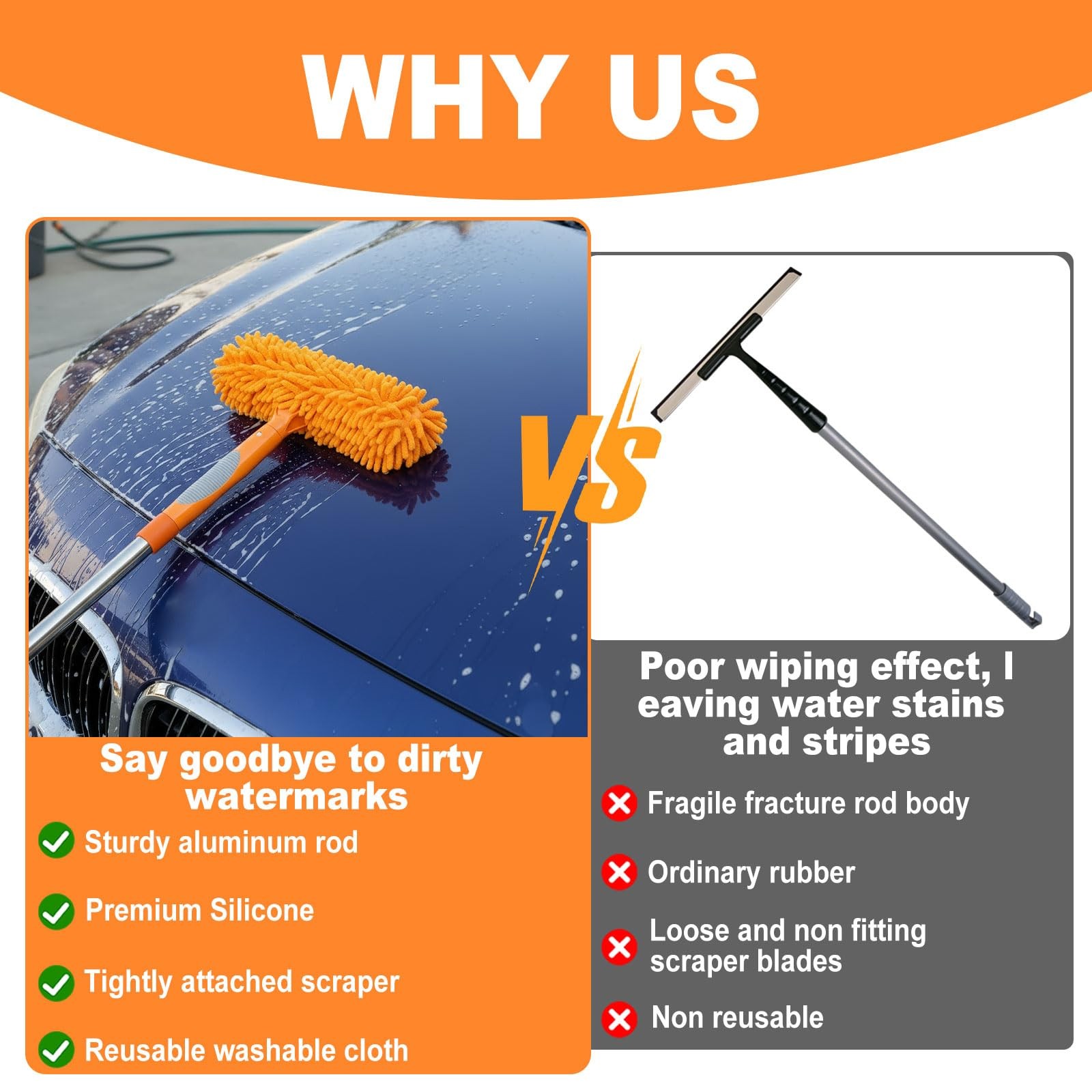 Professional 67″ Window Squeegee, 3-in-1 Rotatable Squeegee for Window Cleani…
