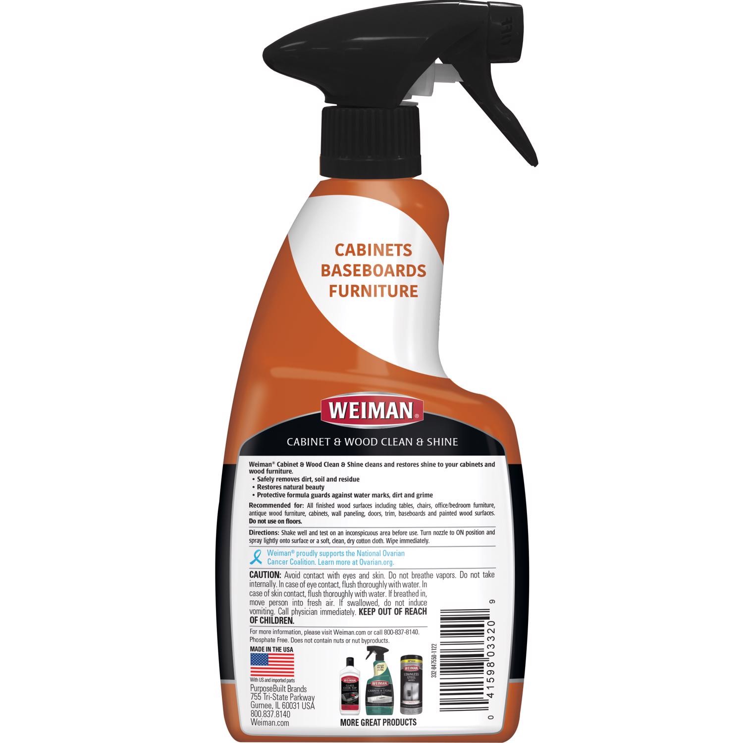 Weiman 332 Indoor Cabinet & Wood Spray Cleaner 16 oz. (Pack of 6)