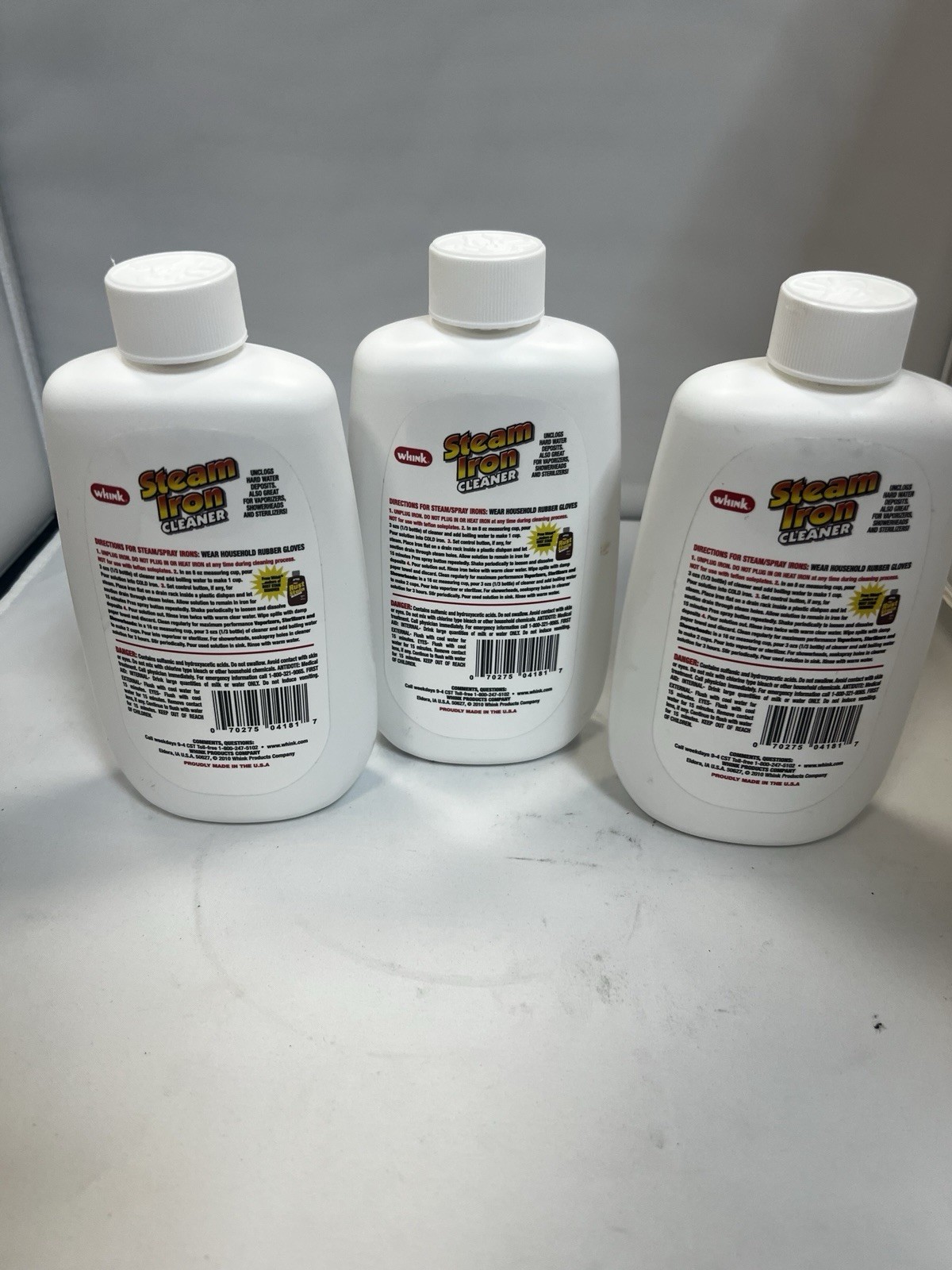 (3) Whink Steam Iron Cleaner Unclogs Hard Water Deposits Discontinued 10 oz HTF