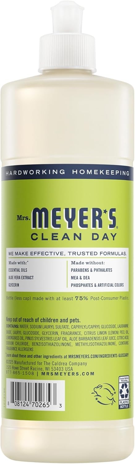 MRS. MEYER’S CLEAN DAY Liquid Dish Soap, Lemon Verbena, 16 fl. Oz