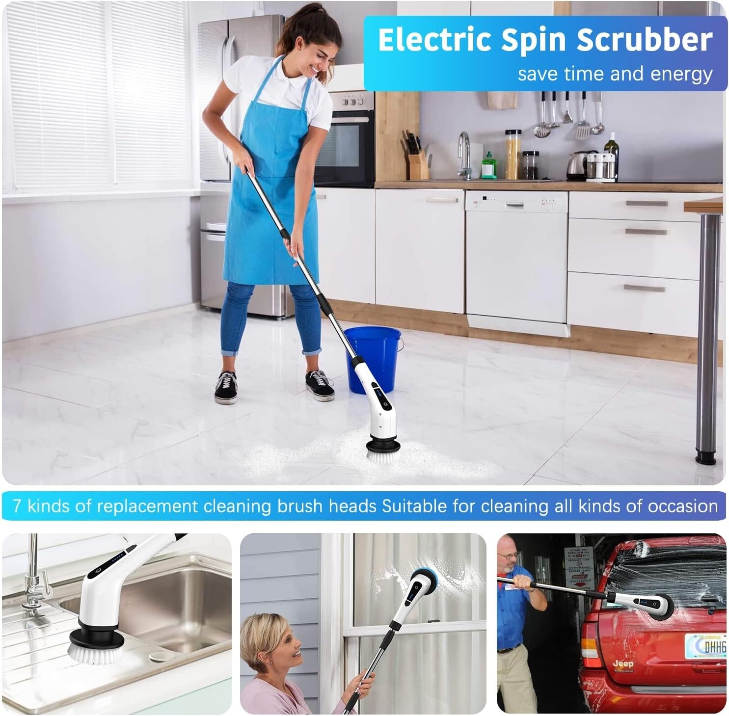 Electric Spin Scrubber, Electric Bathroom Cleaning Brush, LHPY Upgraded Version