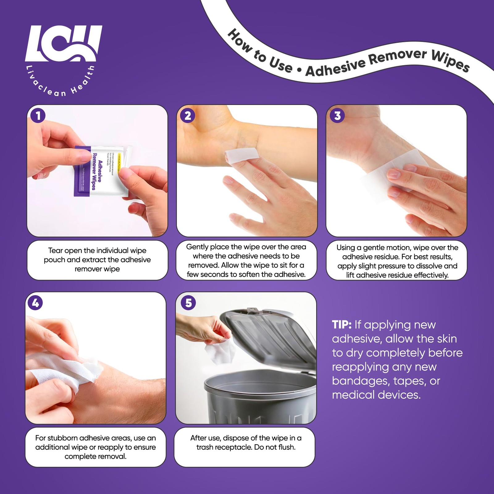 100 CT Adhesive Remover Wipes – Sting-Free & Gentle – Skin Adhesive Remover