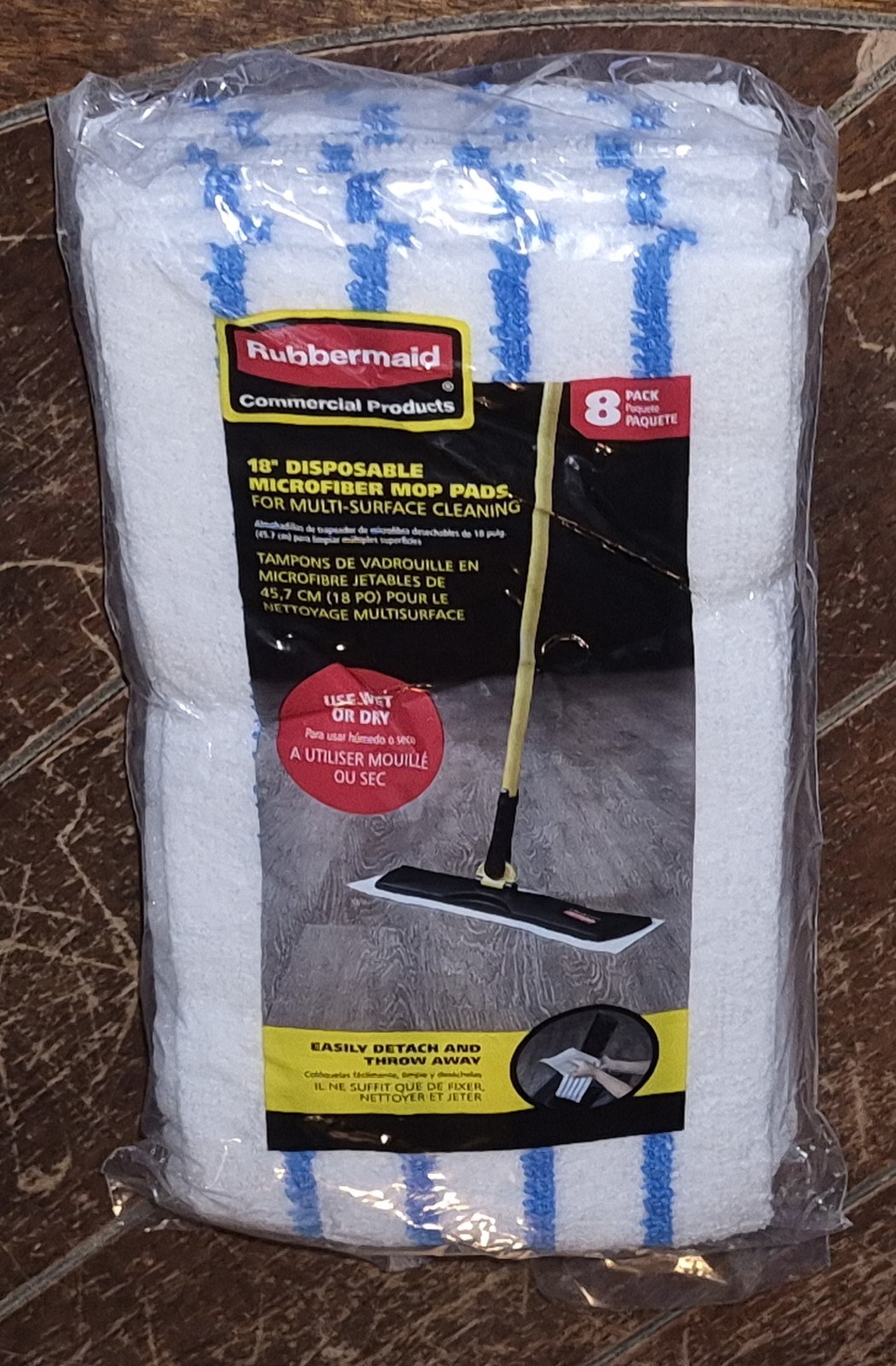 RUBBERMAID Commercial 18″ DISPOSABLE Microfiber 8pk Mop Pads #2182496