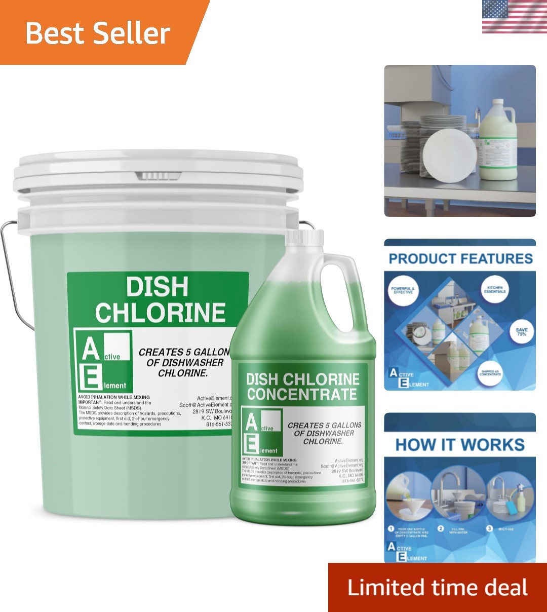 Dish Chlorine Concentrate – Food Contact Surfaces- Commercial Dishwasher – No…