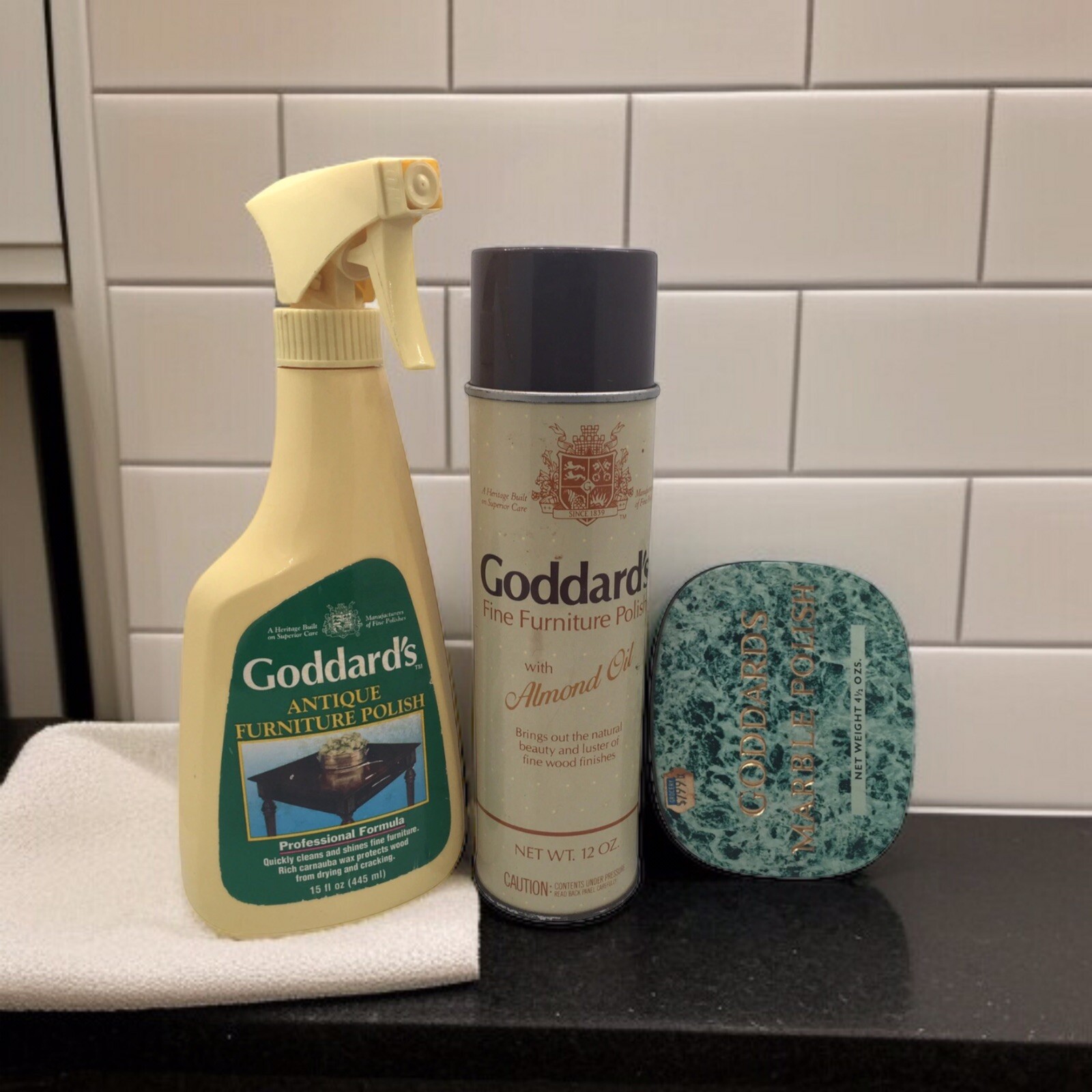 (3) Goddard’s Antique Fine Furniture Polish / Goddard’s Marble Polish ~ Trio Lot