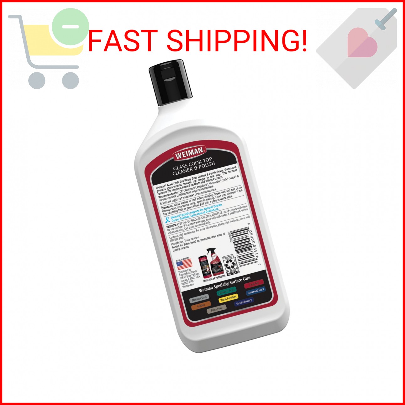 Weiman Ceramic and Glass Cooktop Cleaner and Polish – 20 Ounce – Shines and Prot