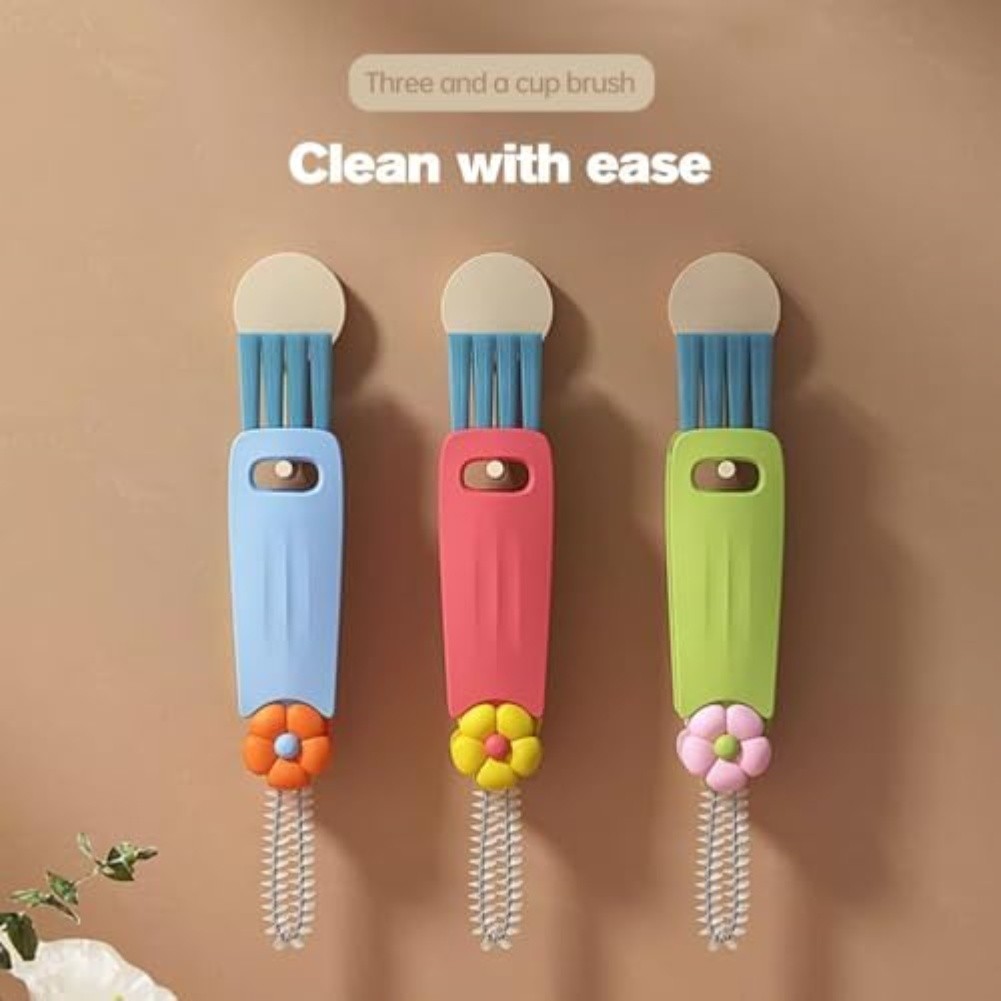 Easy grip portable crevice brush for bottles cups and other narrow spaces