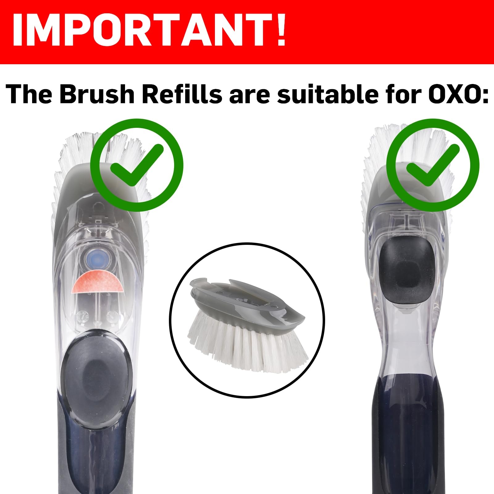 Brush Refills for OXO Dish Brush – 4 Pack Dish Brush Cleaning Soap Dispensing…
