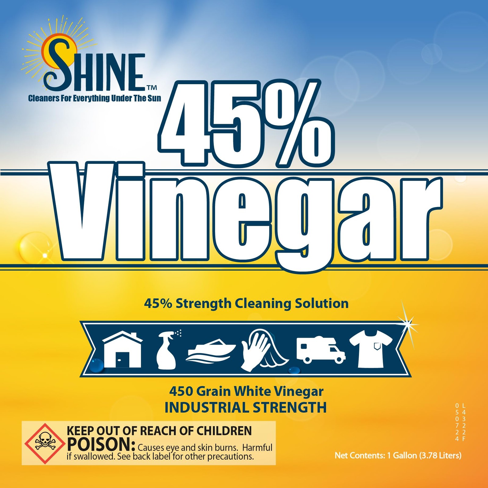 45 Percent White Vinegar, 450 Grain Vinegar Concentrate, 1 Gallon of Natural …