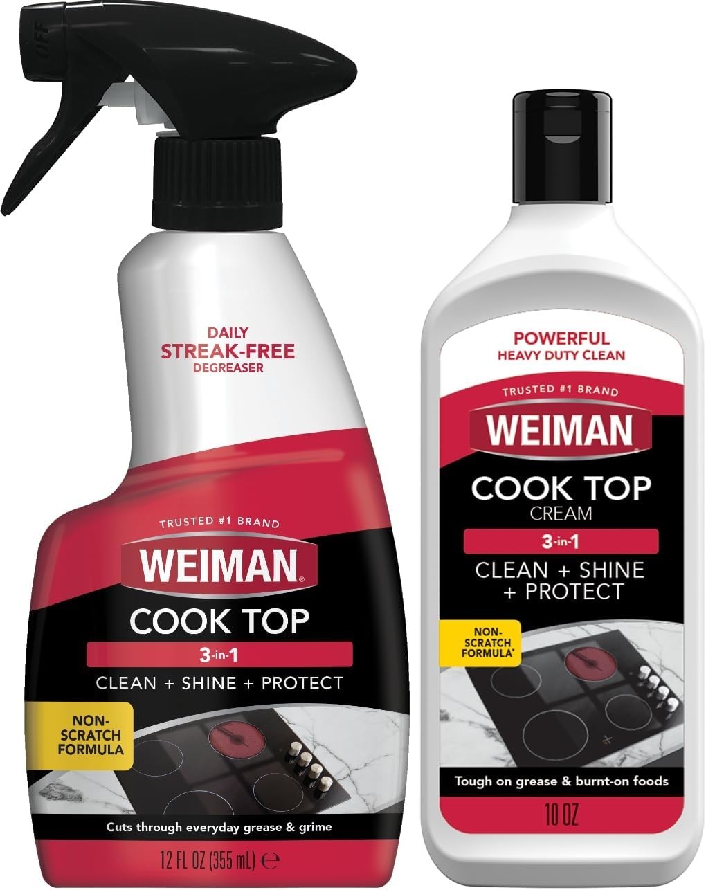 Glass Cooktop Cleaner Kit Stovetop Burnt Food Remover Spray Bundle