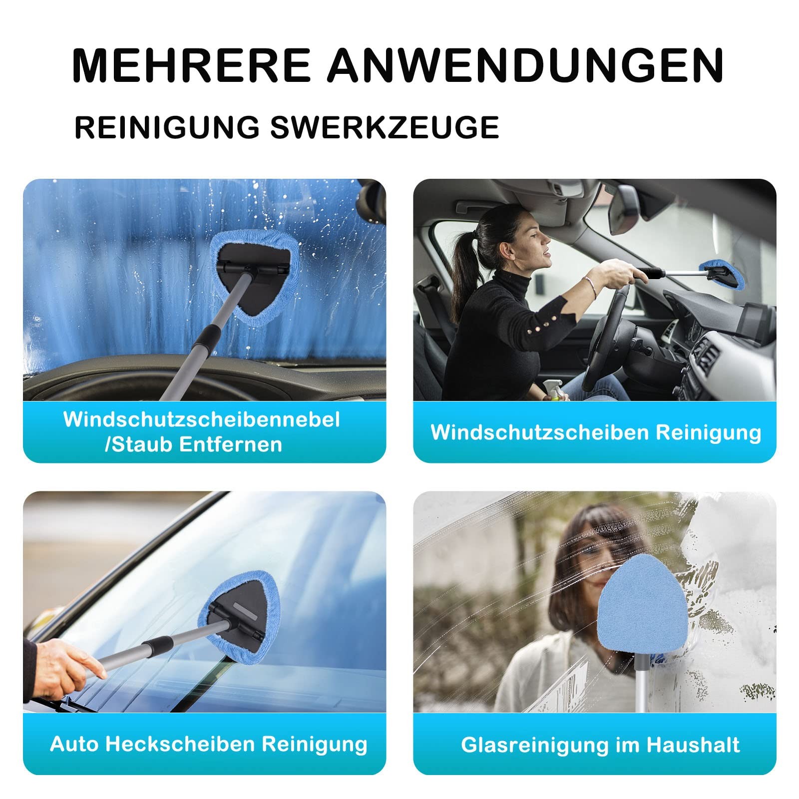 deuvuo 18 Pcs Windshield Cleaning Tool, Expandable Car Window Cleaner with 12
