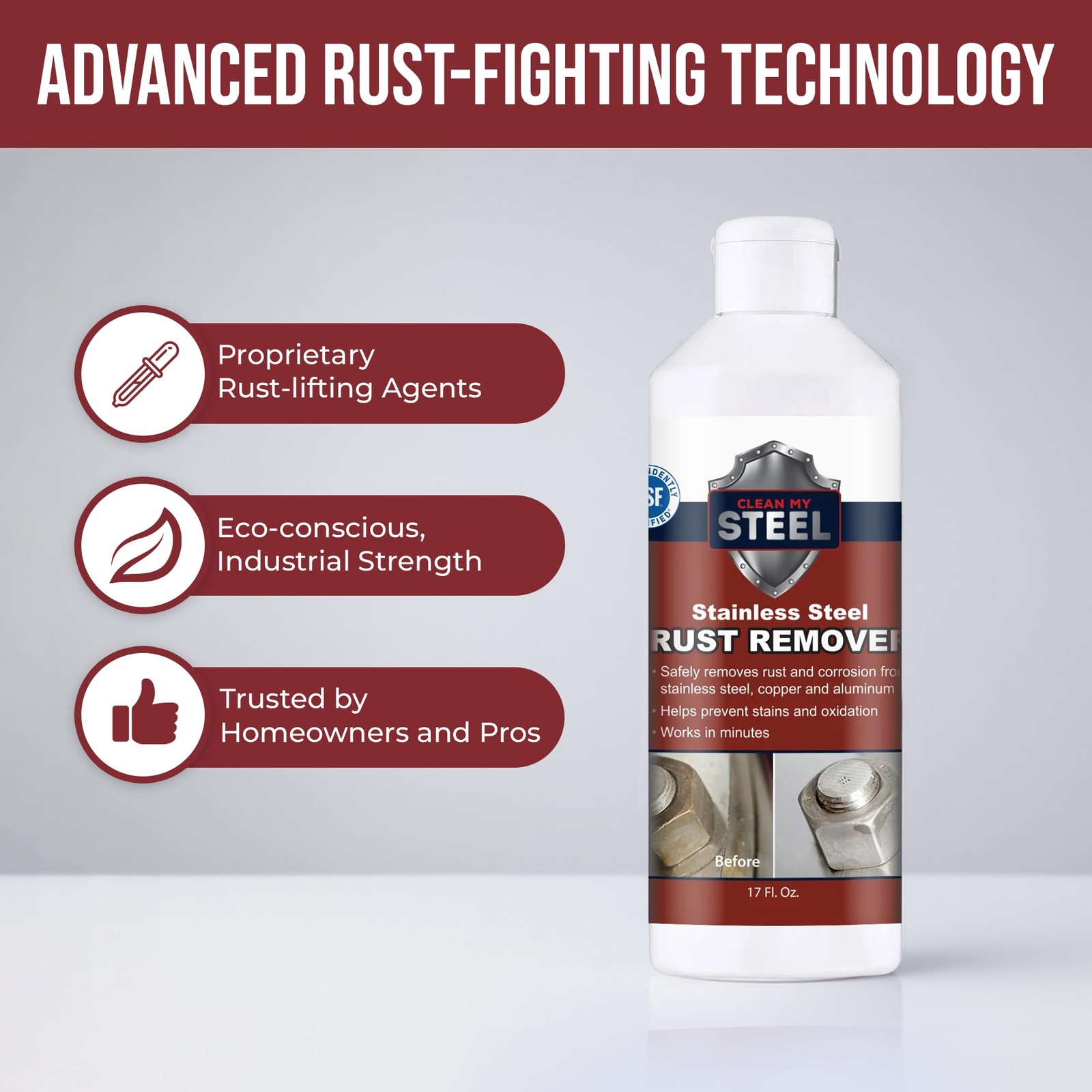 Stainless Steel Rust Stain & Cleaner, NSF Approved Safe for Food Areas. Non-S…
