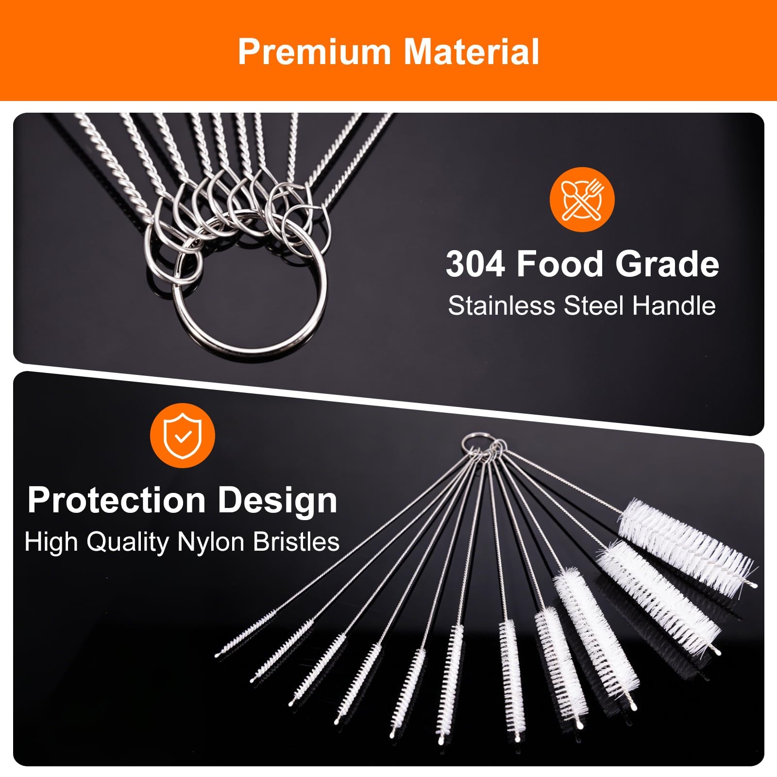 8 Inch Extra Long Straw Cleaner Brush Set, 10 Pack Reusable Straw Cleaning Br…