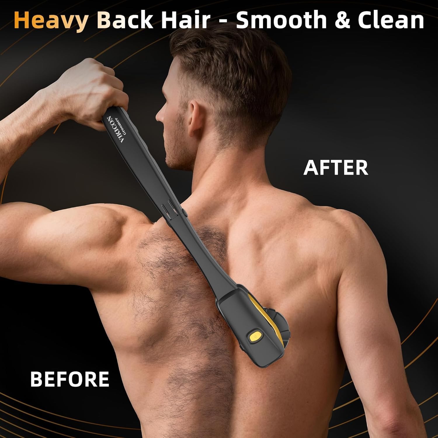 Back Shaver for Men: Long Foldable Handle Electric Back Razor with 6D No-Scrat