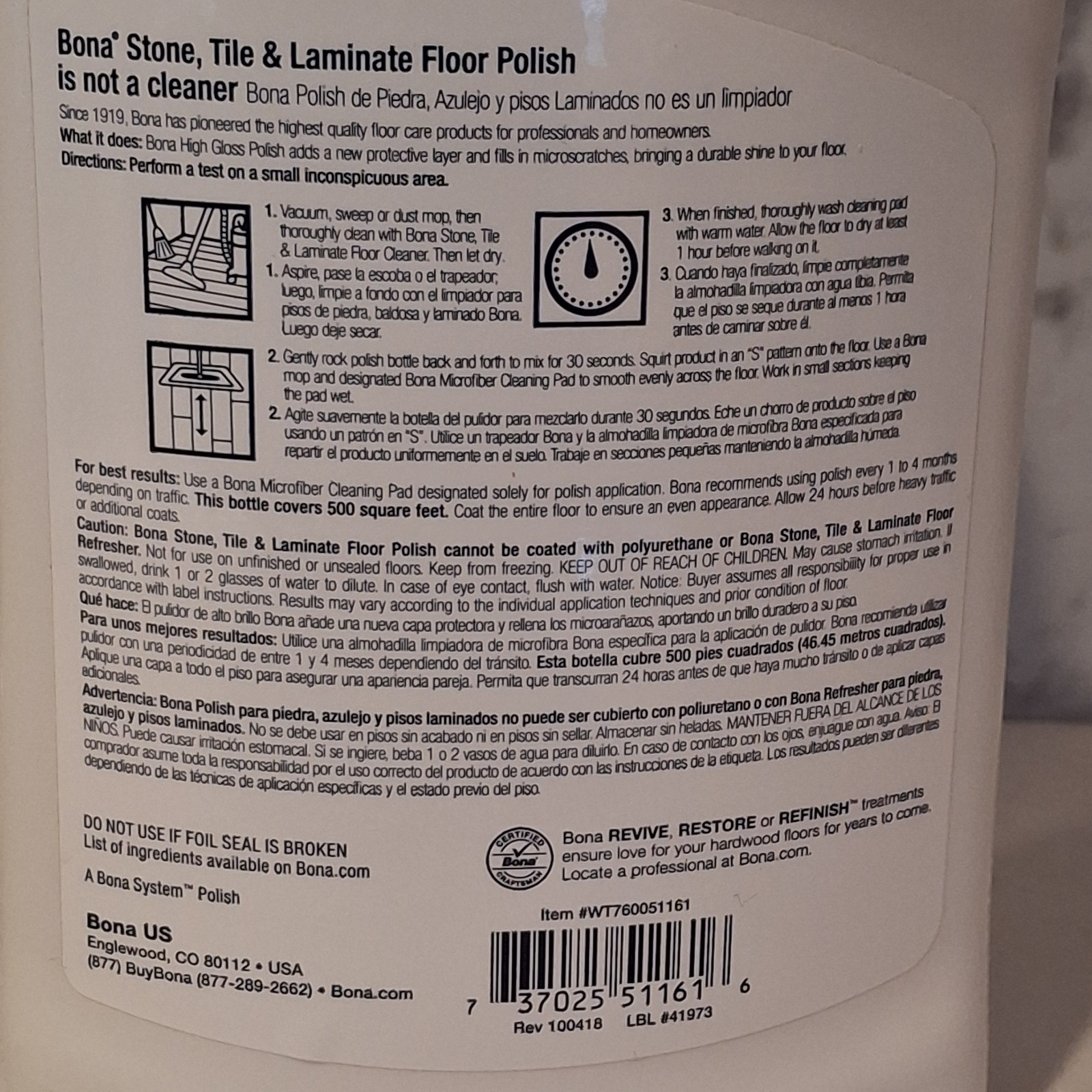 NEW Bona Hard Surface Floor Polish Liquid 32 oz Stone Tile & Laminate Shine