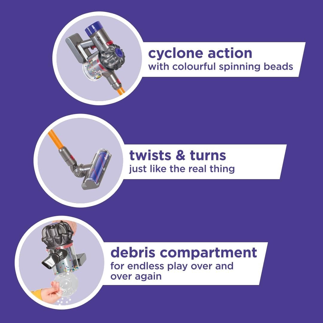 Toy Dyson Cordless Vacuum Realistic Role-Play for Children Aged 3 Plus Purple
