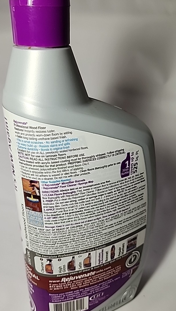 Rejuvenate Professional Wood Floor Restorer 32oz Satin Finish Polishing Formula