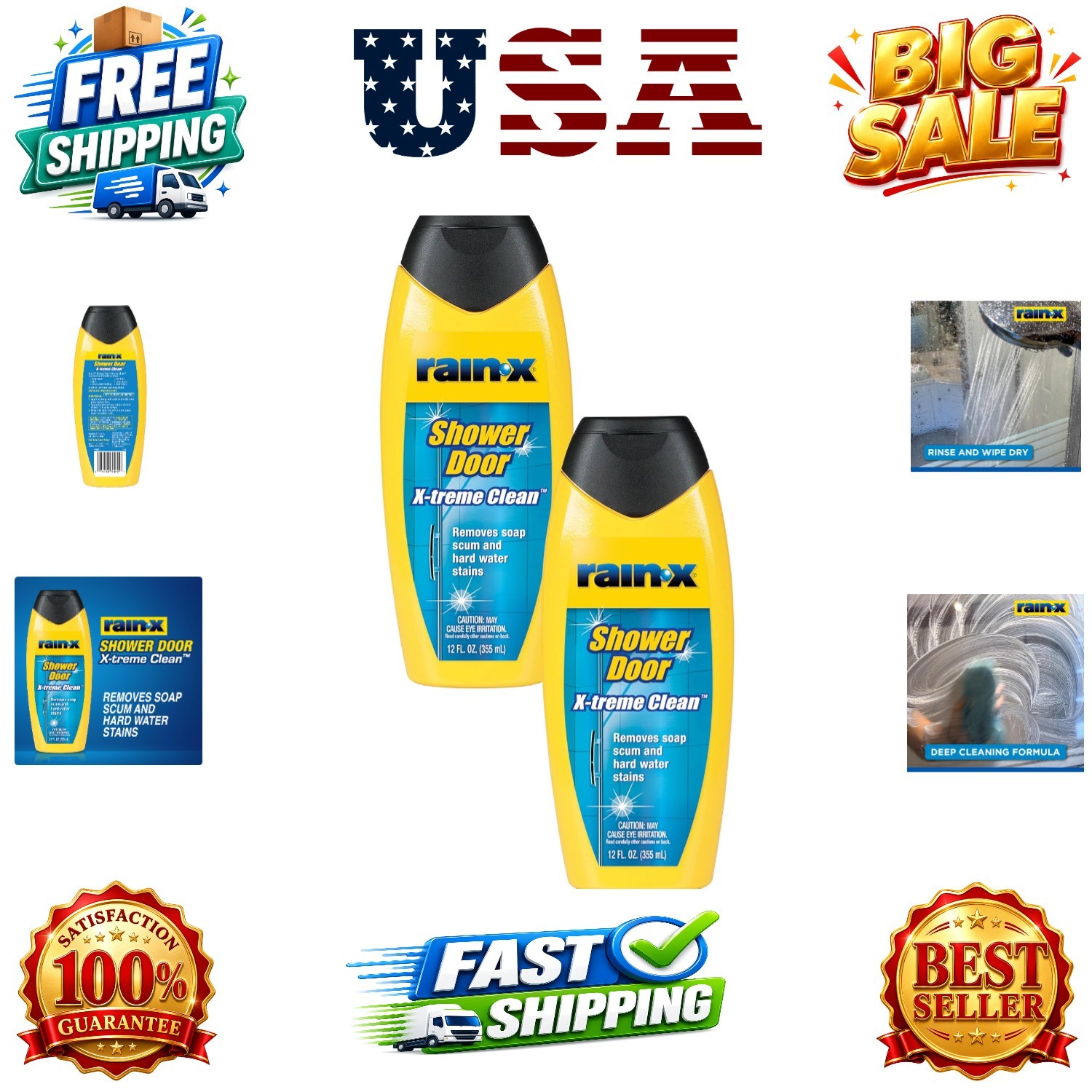 X-Treme Clean Shower Door Cleaner, 12 Fl. Oz, Formulated To Glass Doors – Rem…