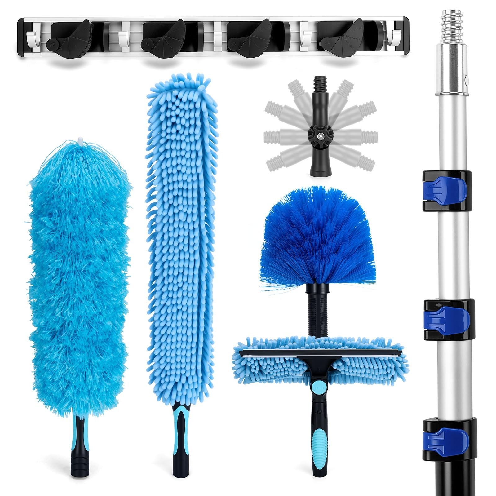 20Ft High Reach Ceiling Fan Duster Kit, Reusable Cobweb Cleaner & Extension Pole