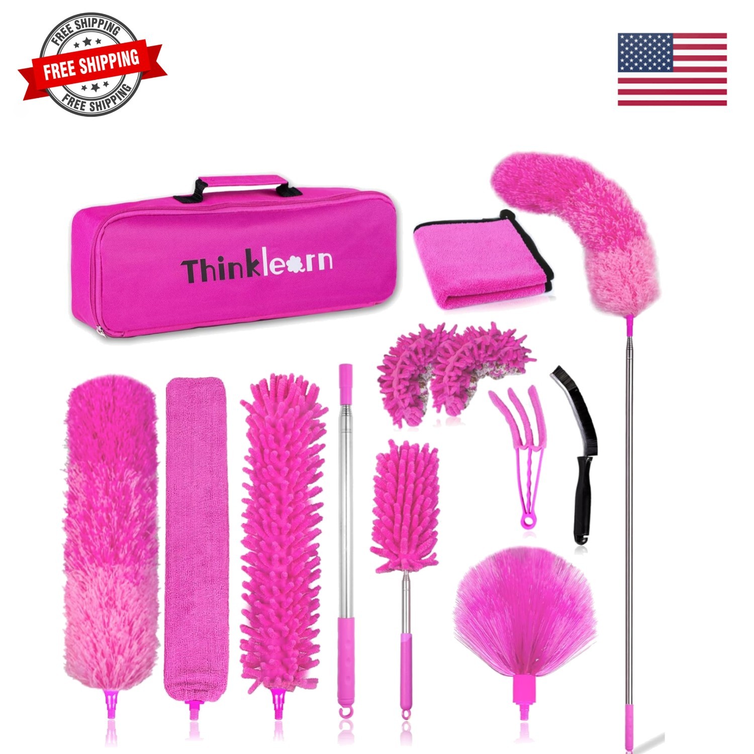 Microfiber Dusters for Cleaning,14PCS Feather Dusters with Extension Pole,Ben…