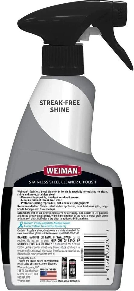 Weiman Stainless Steel Cleaner and Polish Trigger Spray – Protects 12 Oz pack 2