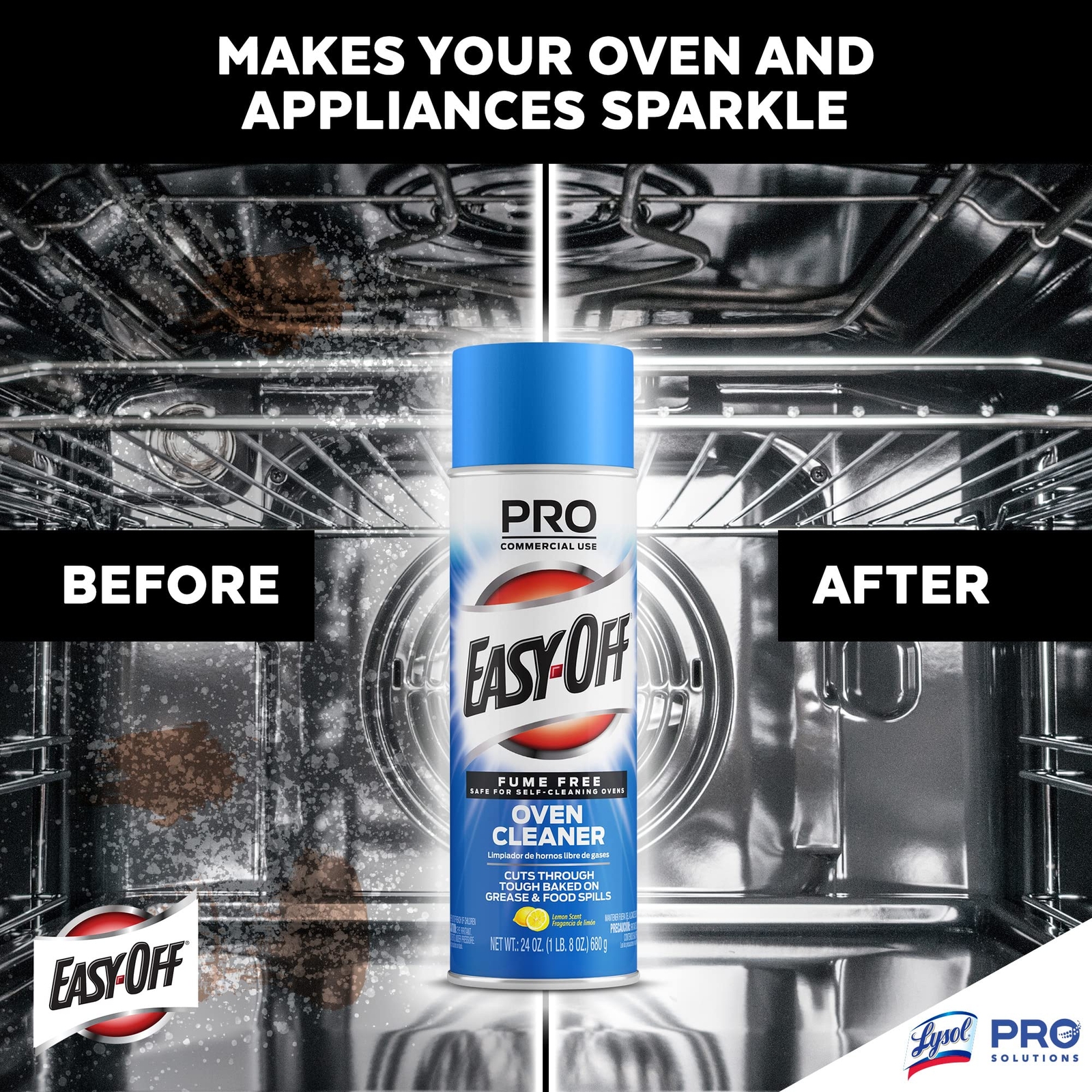 Pro Fume Free Oven Cleaner, Destroys Tough Burnt on Food and Grease, Lemon Sc…