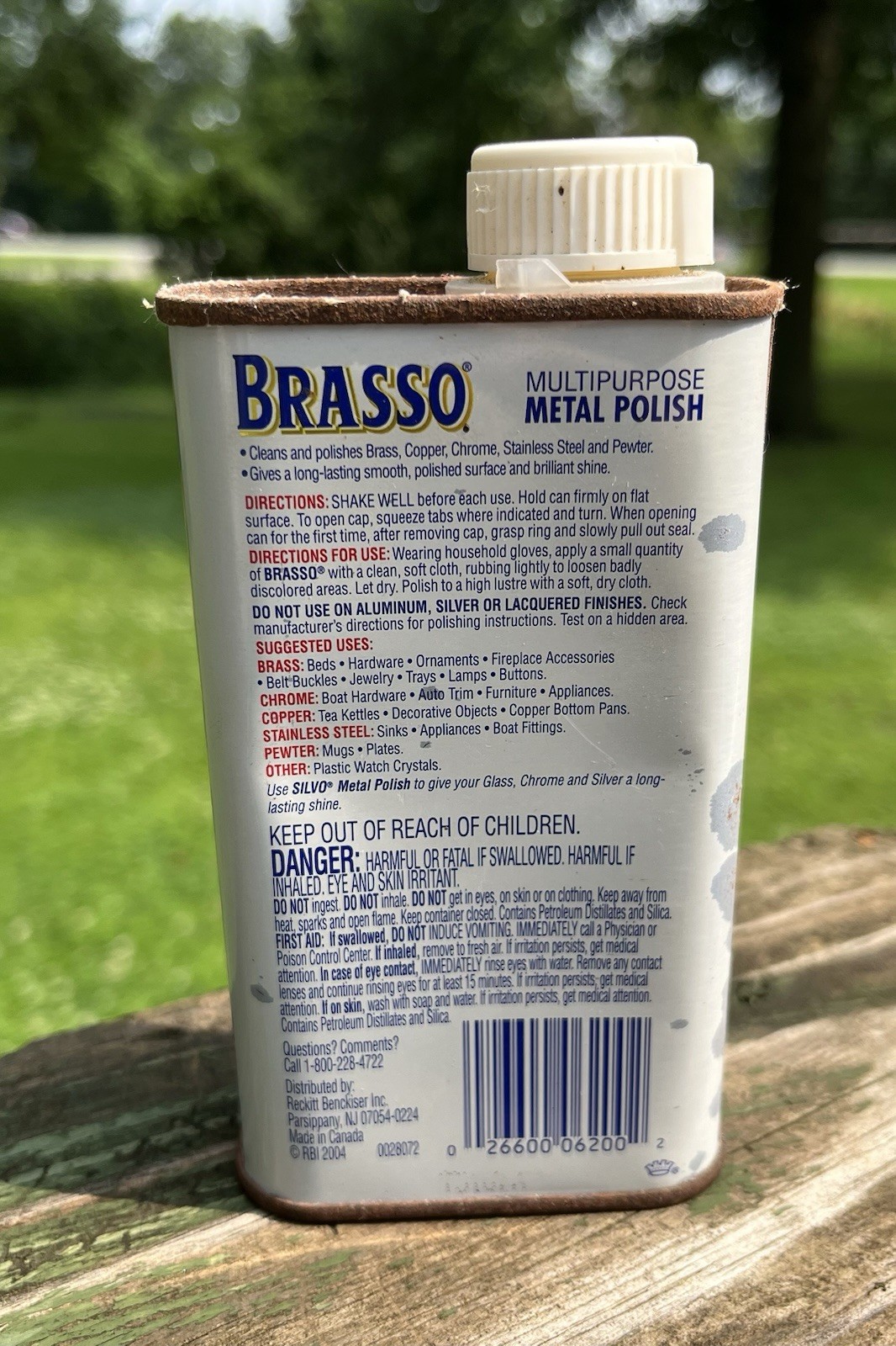 Vintage BRASSO Metal Polish 8 Fl. Oz Tin For Brass Copper Chrome Full Never Open