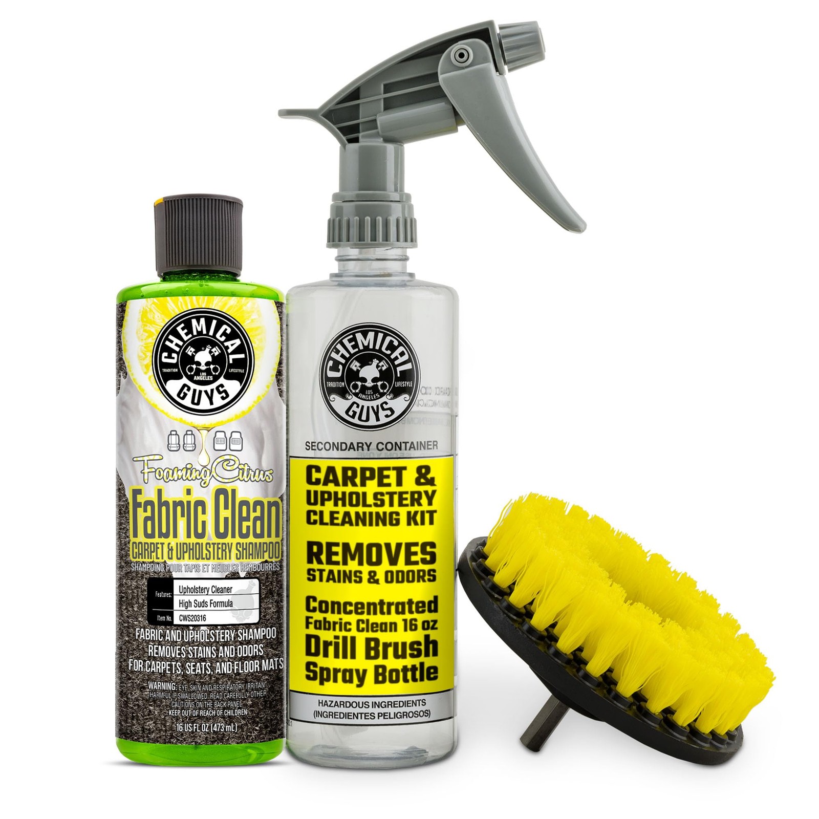 Foaming Citrus Fabric Clean Drill Brush Kit Car Carpet Upholstery Stain Remover