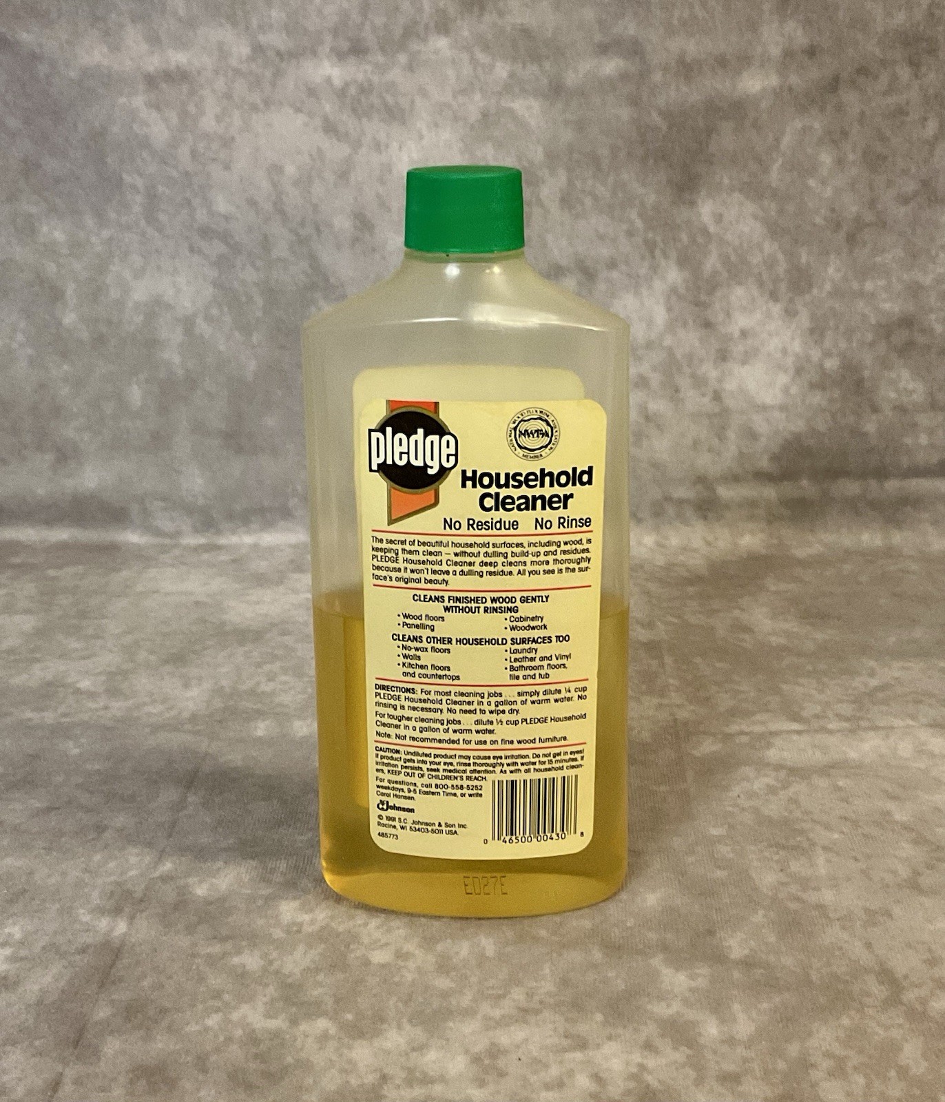 VINTAGE PLEDGE HOUSEHOLD CLEANER 16 FL OZ SC JOHNSON 1991 USED PROP