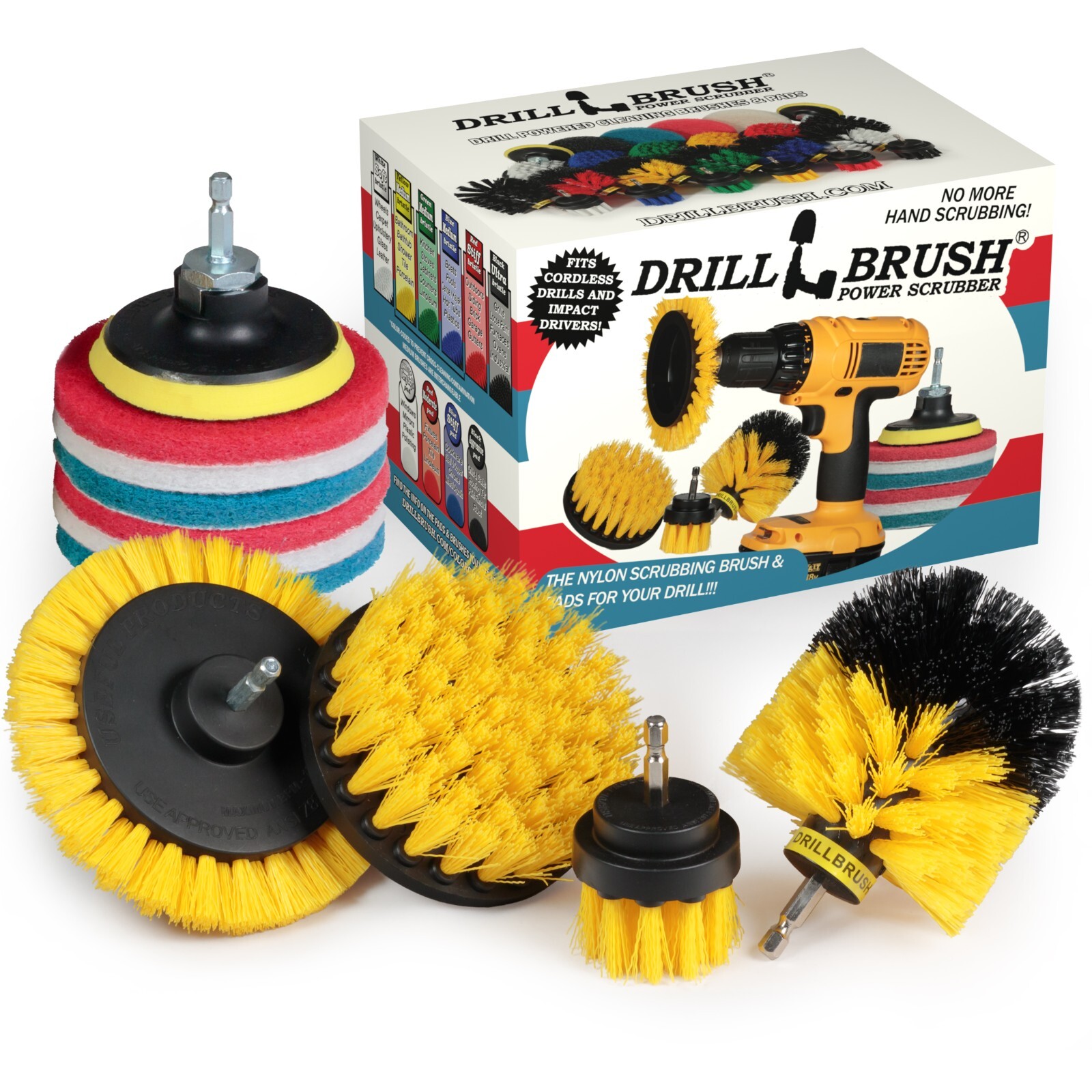 Drillbrush Rotary Brush Kit – Drill Brush Scrub Pads – Shower Scrubbing Brushes