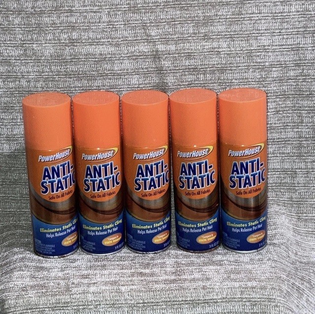 5 Pack Powerhouse Anti Static Cling Aerosol Fabric Spray Releases Pet Hair 3oz