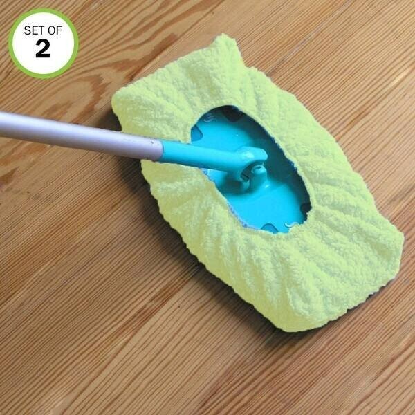 Set Of 2 Yellow Microfiber Mopping Pads