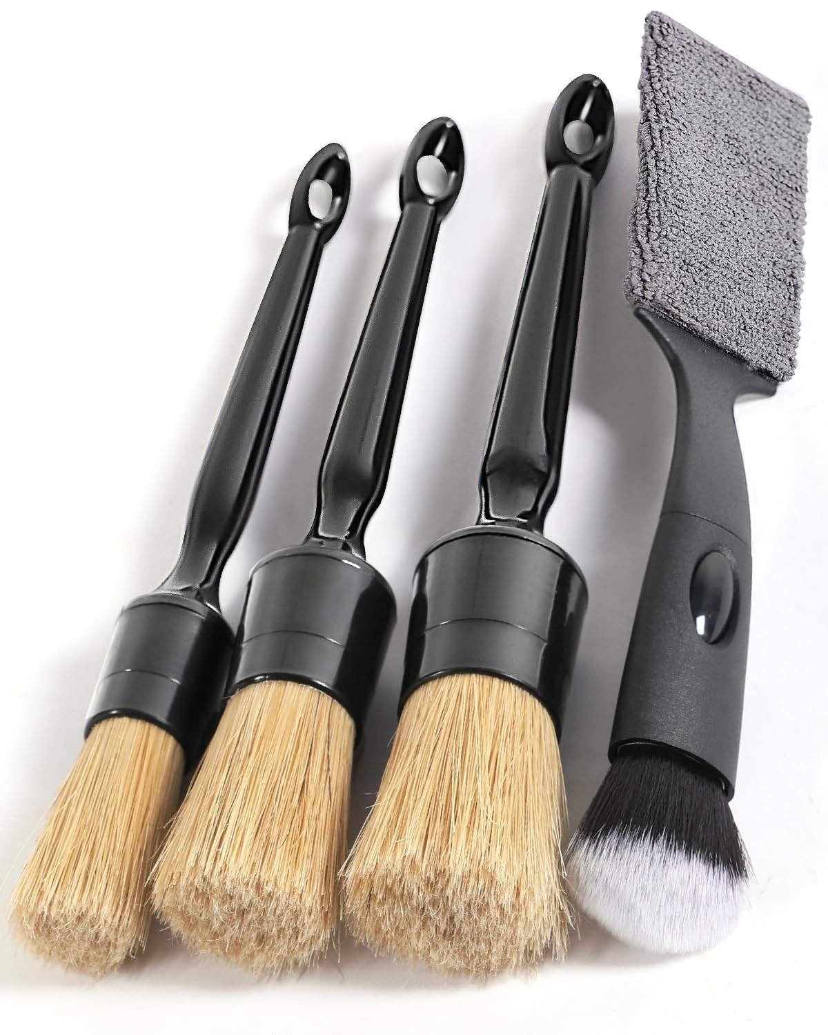 Car Detailing Brush Set, 4 PCS Soft Boars Hair Auto Interior Cleaning Detail …