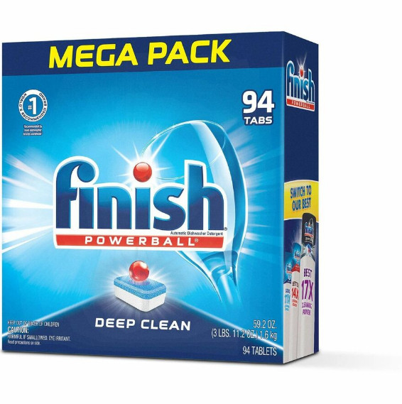Finish Powerball Dishwasher Detergent Tabs Fresh Scent 94 Ct Box 4 Pack Case