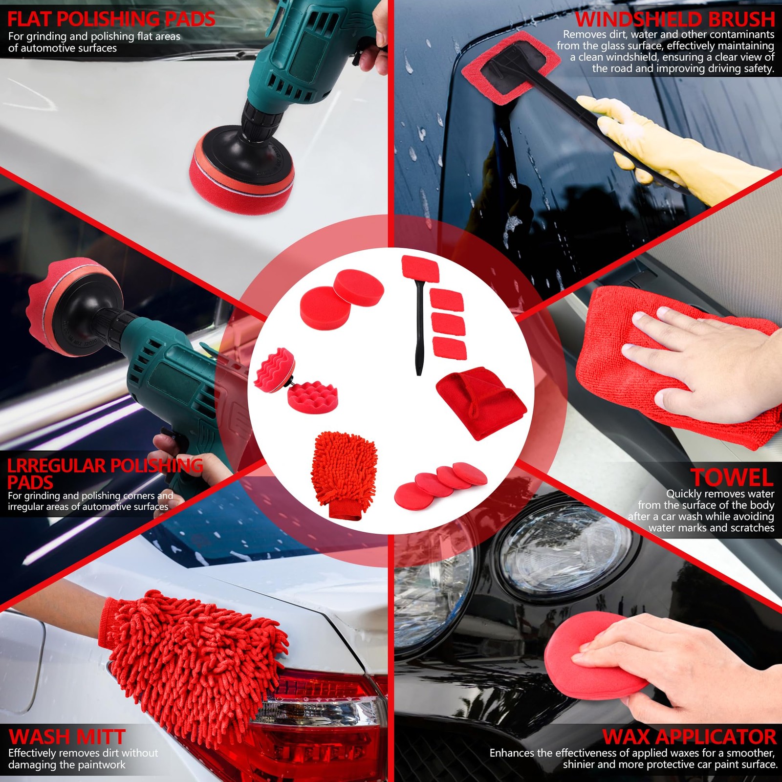 35Pcs Car Detailing Kit & Car Cleaning Kit – Windshield Tool, Long Wheel Brus…