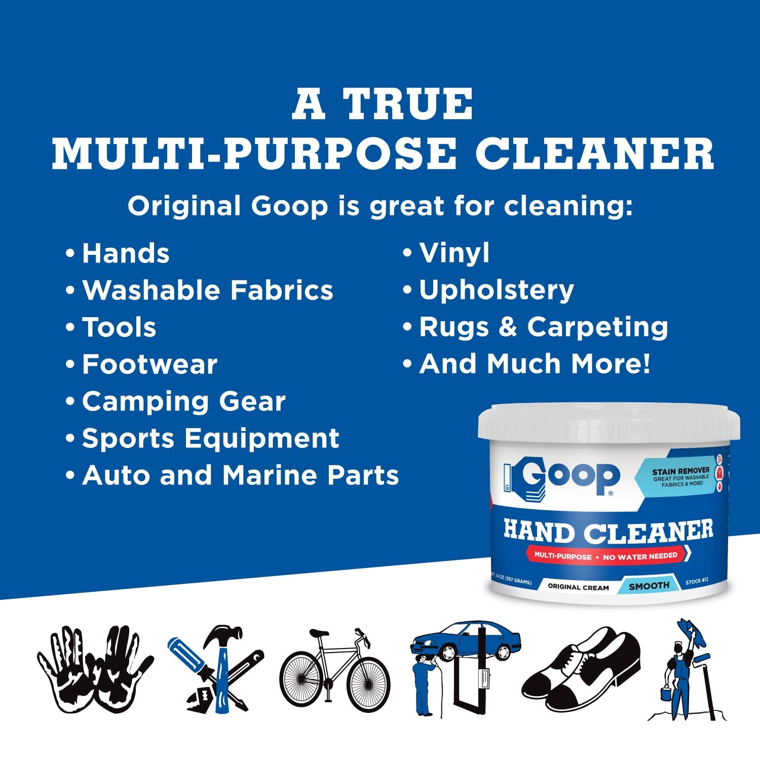 Original Multi-Purpose Waterless Hand Cleaner and Stain – 14 oz Can (Pack of 3)