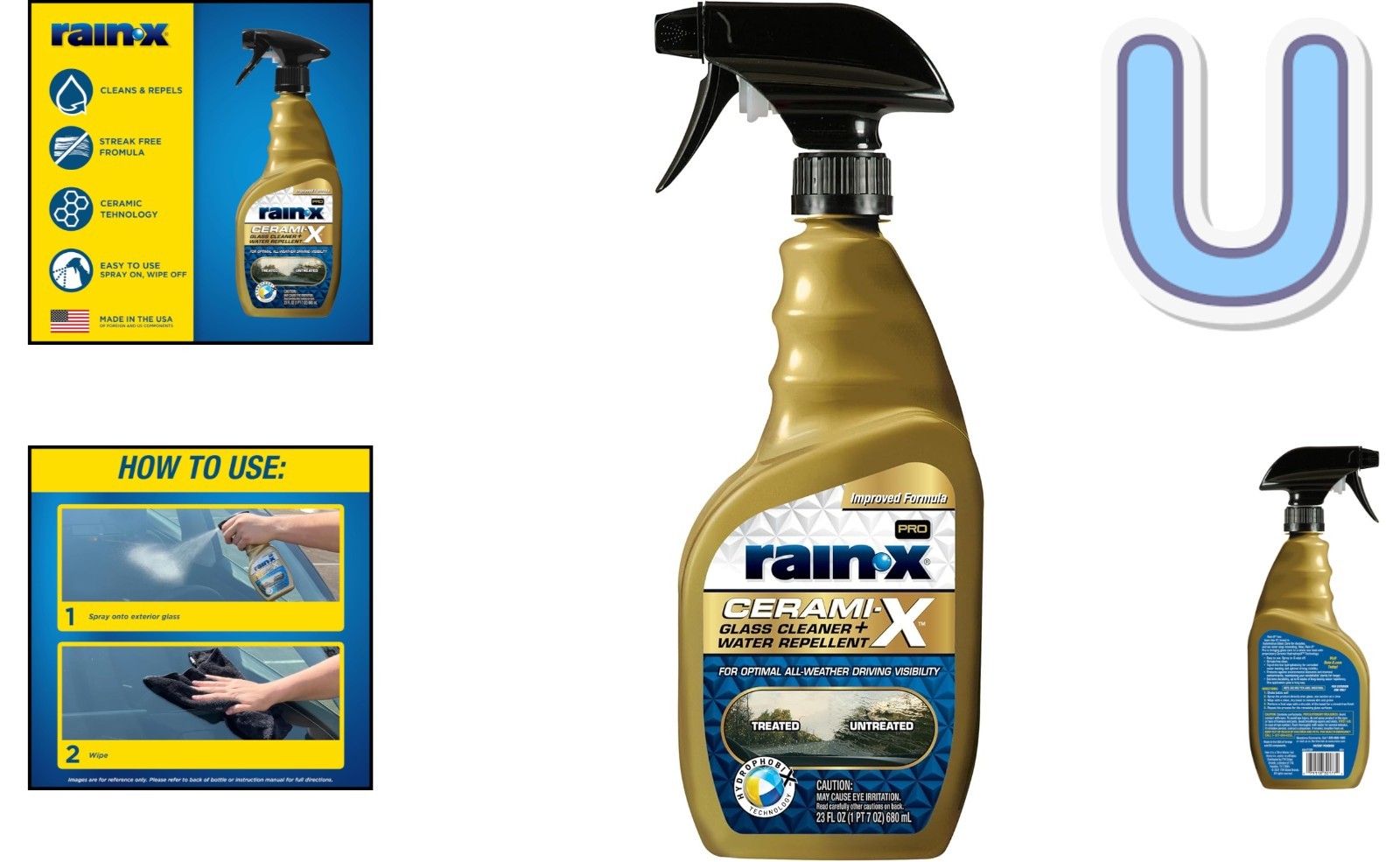 HydrophobiX Technology Glass Cleaner + Water Repellent 23oz – Cleans & Protects