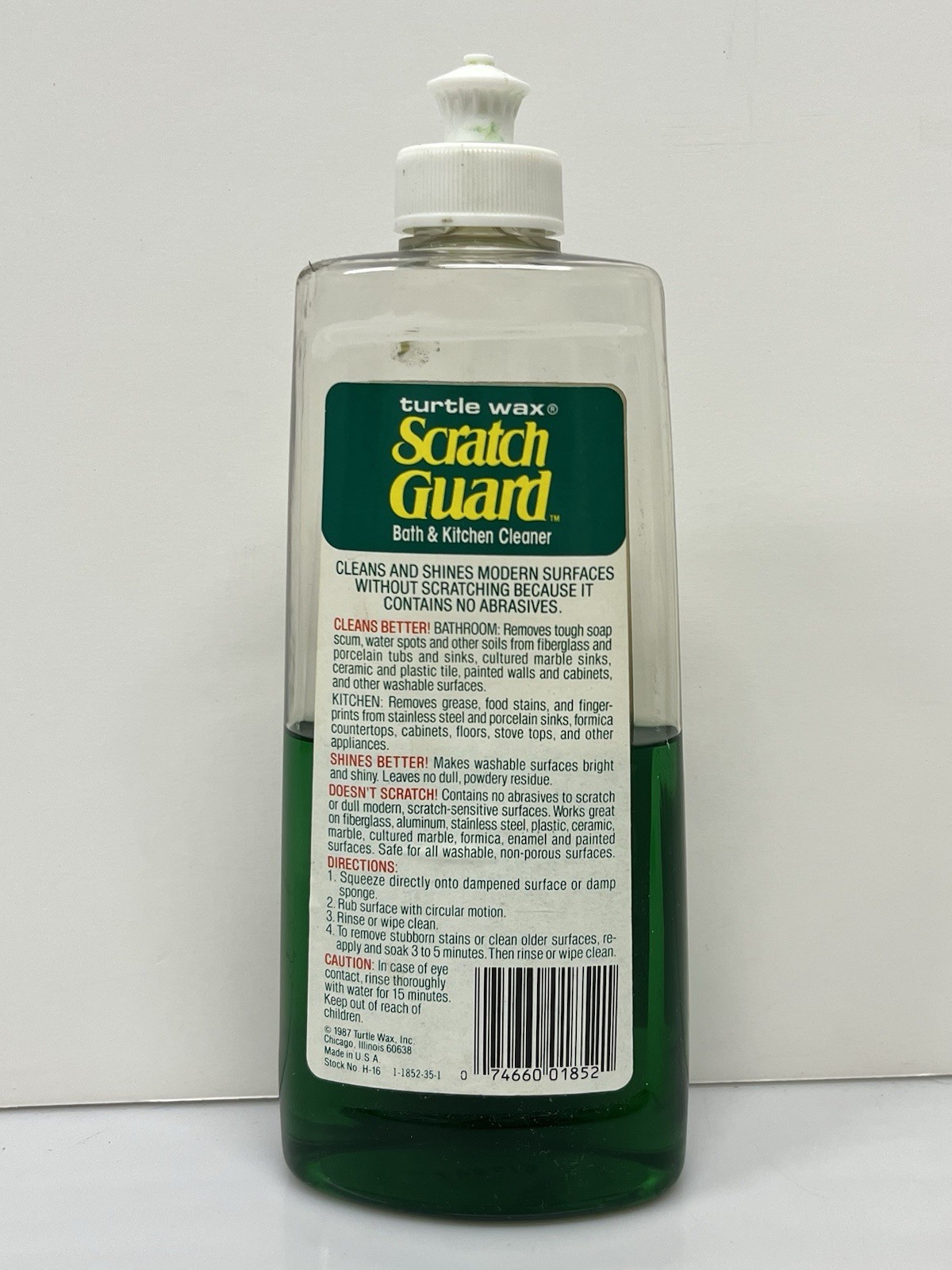 VINTAGE 1987 Turtle Wax Scratch Guard Bath Kitchen Cleaner 16oz Bottle Prop