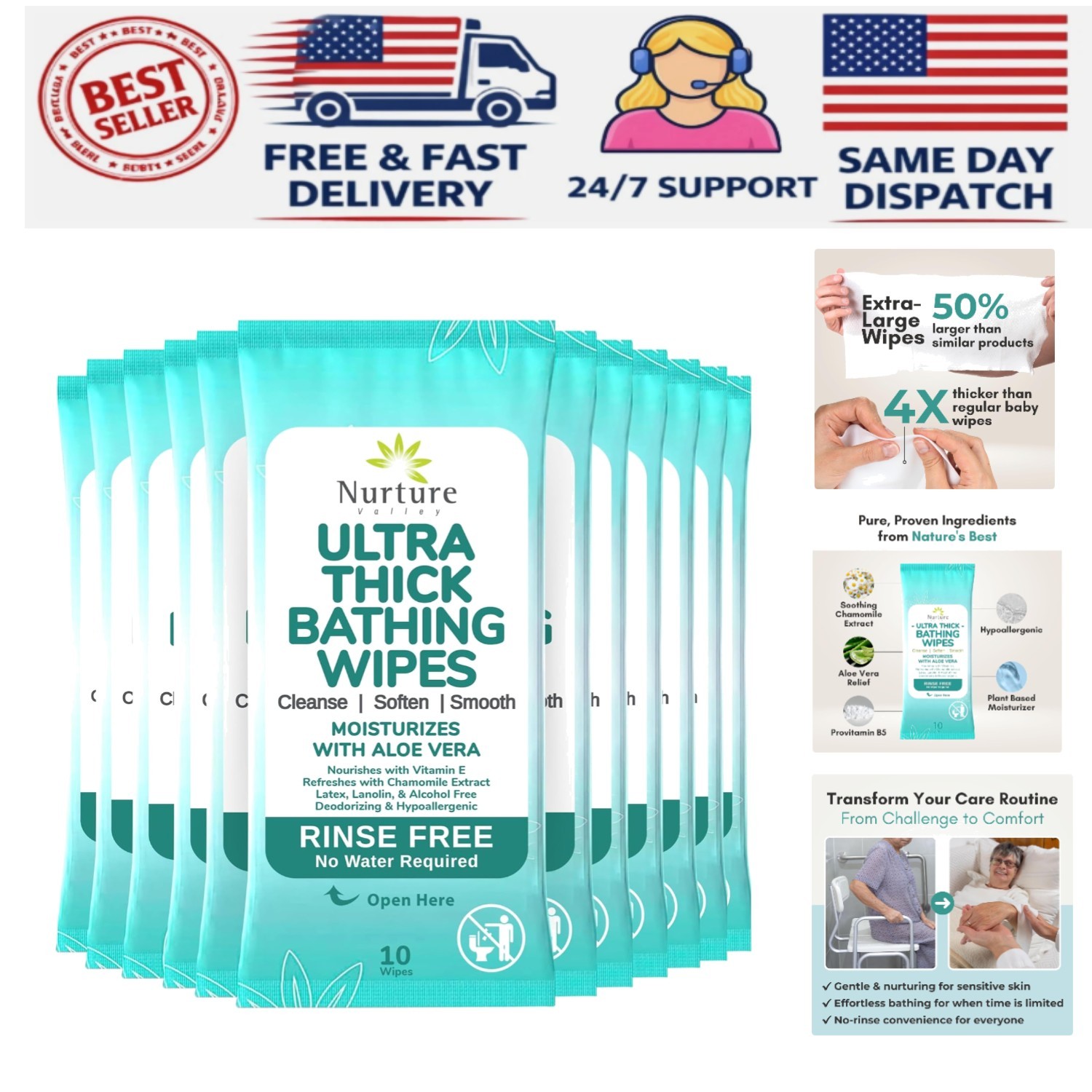 Convenient Aloe & Vitamin E Body Wipes – 120 XL Disposable Wipes for Cleanliness