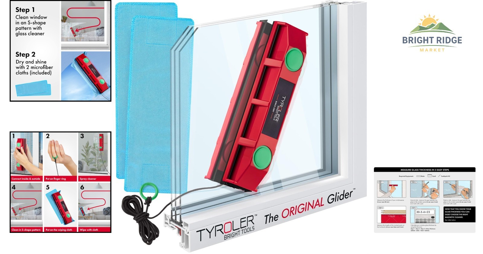Magnetic Window Cleaner Tool for Double-Glazed Windows 0.8-1.1 Inch Thickness