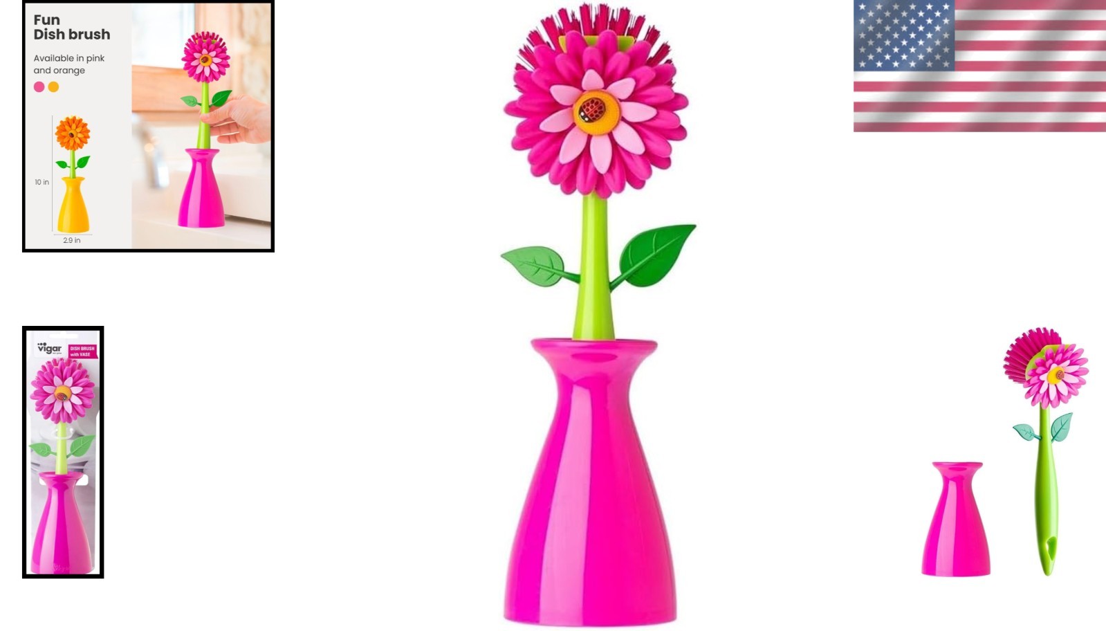 Flower Power Kitchen Scrub Brush Set – Dishwasher Safe