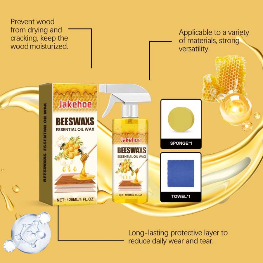 Beeswax Spray, Beeswaxs Essential Oil Wax, Multi-Purpose Furniture Wood Cleaner