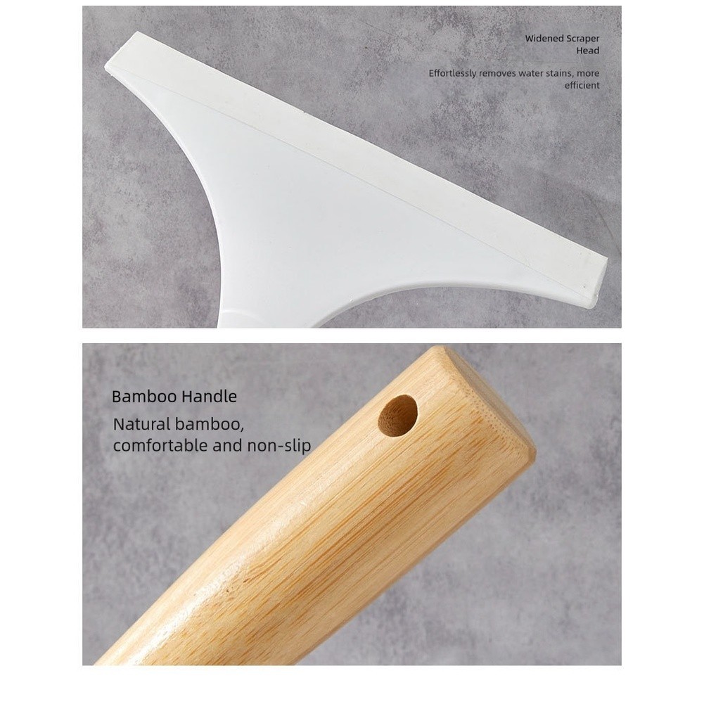 Glass and Window Scraper with Wooden Handle and Soft TPR Blade for Home Use