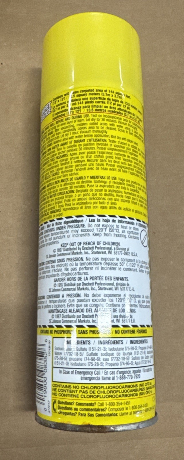 Vintage Carpet Science Foam Carpet Upholstery Cleaning Spray 1lb 6oz New, Unused