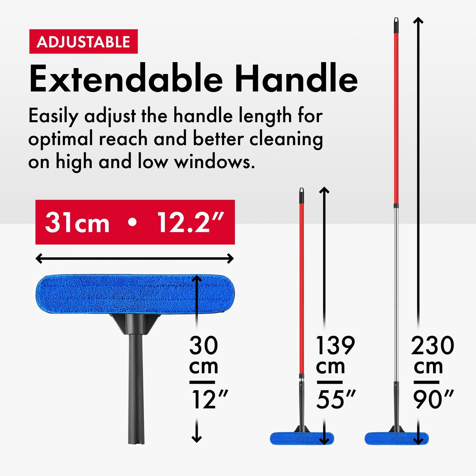 Tyroler 2-in-1 High Window Cleaner Tool with 4.5 to 7.5 ft Extendable Handle …