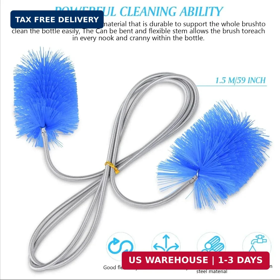 Flexible Long Drain Brush Set, Premium 3 Piece Kit with Double Ended and Stainle
