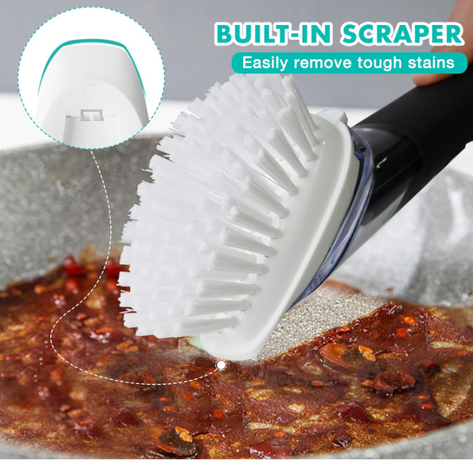 OXO Good Grips Soap Dispensing Dish Scrub Brush, Cleaning Brush for Kitchen