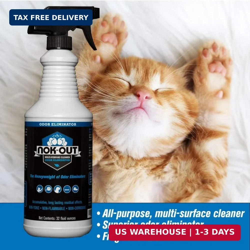 NOK OUT Odor Remover, Pet Deodorizer and Cleaning Spray, Made in the USA, 32 Flu
