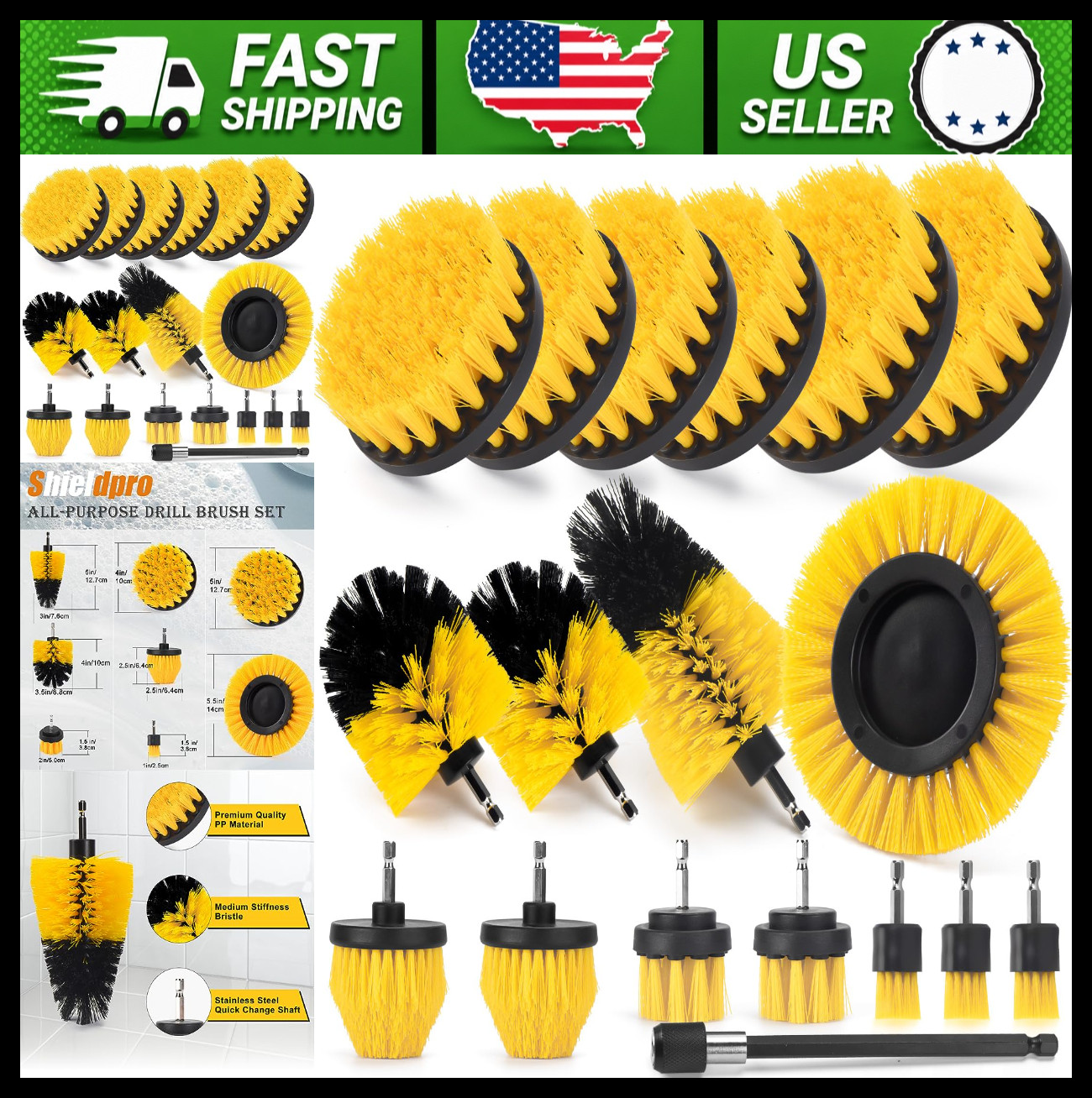 18 Pack Drill Brush Attachment Set for Car, Bathroom, Carpet, Tile, Grout